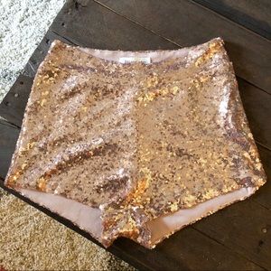 Sequin Rose Gold Dress Shorts NYE Small
